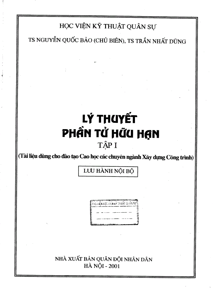 Lý thuyết phần tử hữu hạn tập 1 2 1