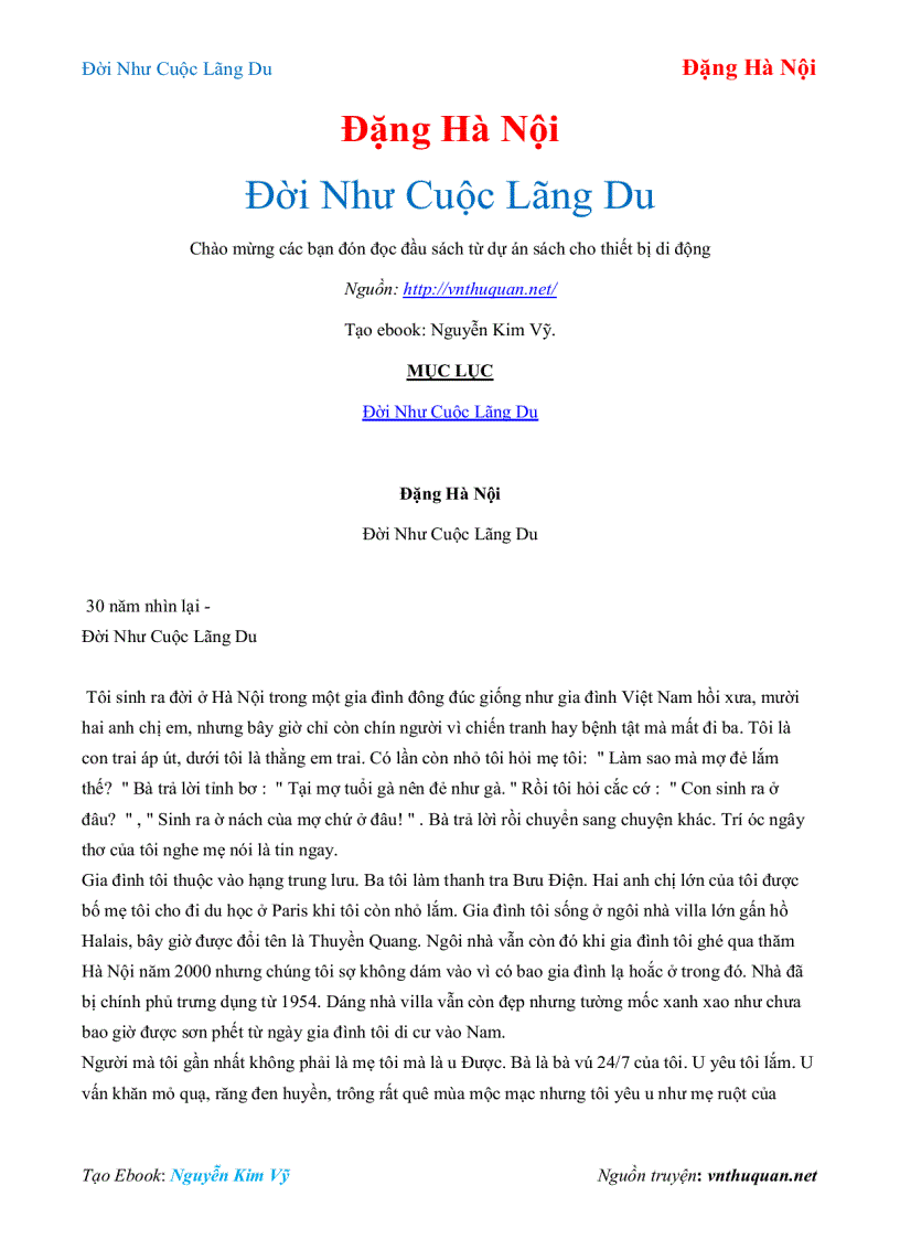 Ebook Đời Như Cuộc Lãng Du Đặng Hà Nội