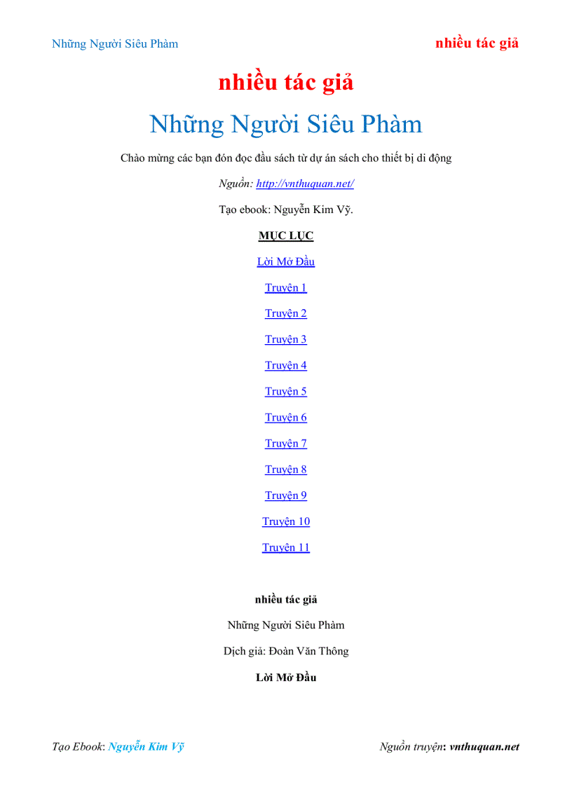 Ebook Những Người Siêu Phàm nhiều tác giả