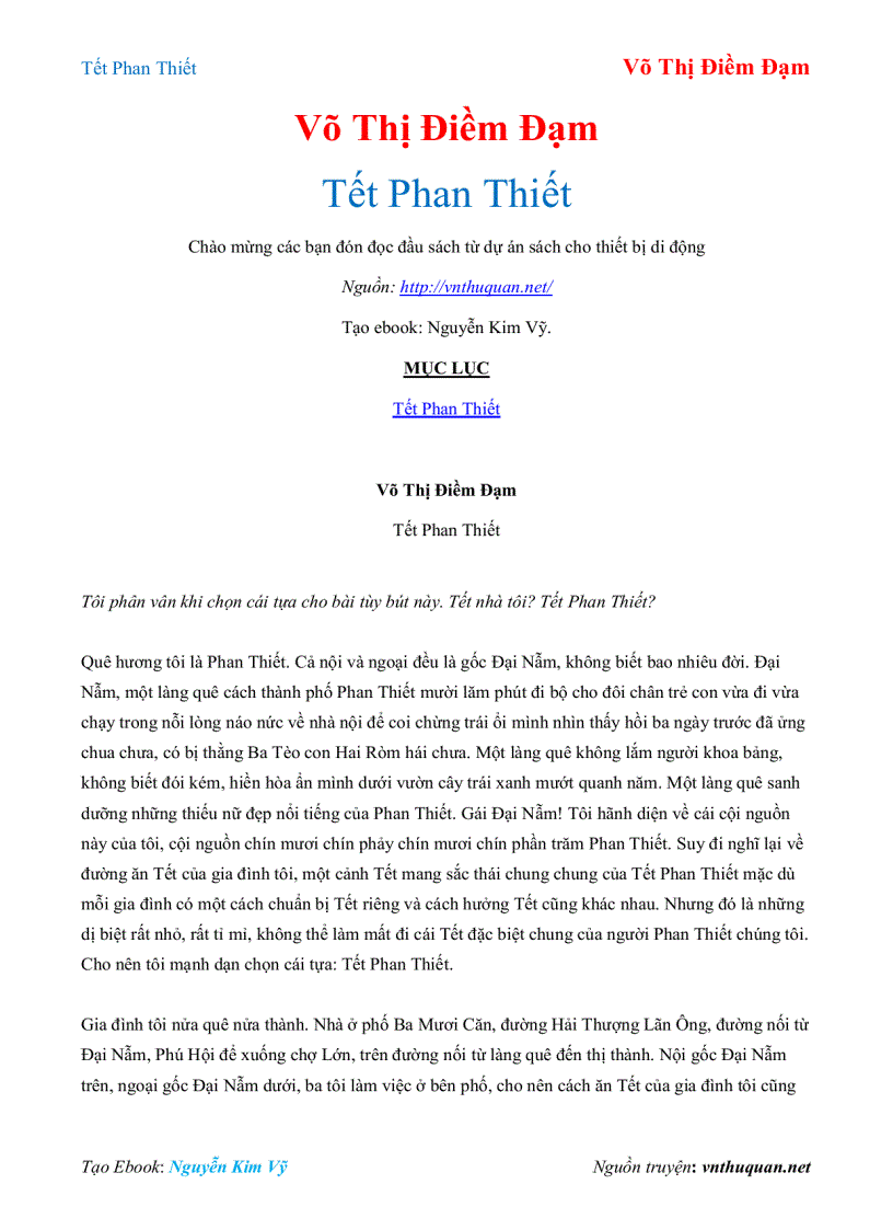 Ebook Tết Phan Thiết Võ Thị Điềm Đạm