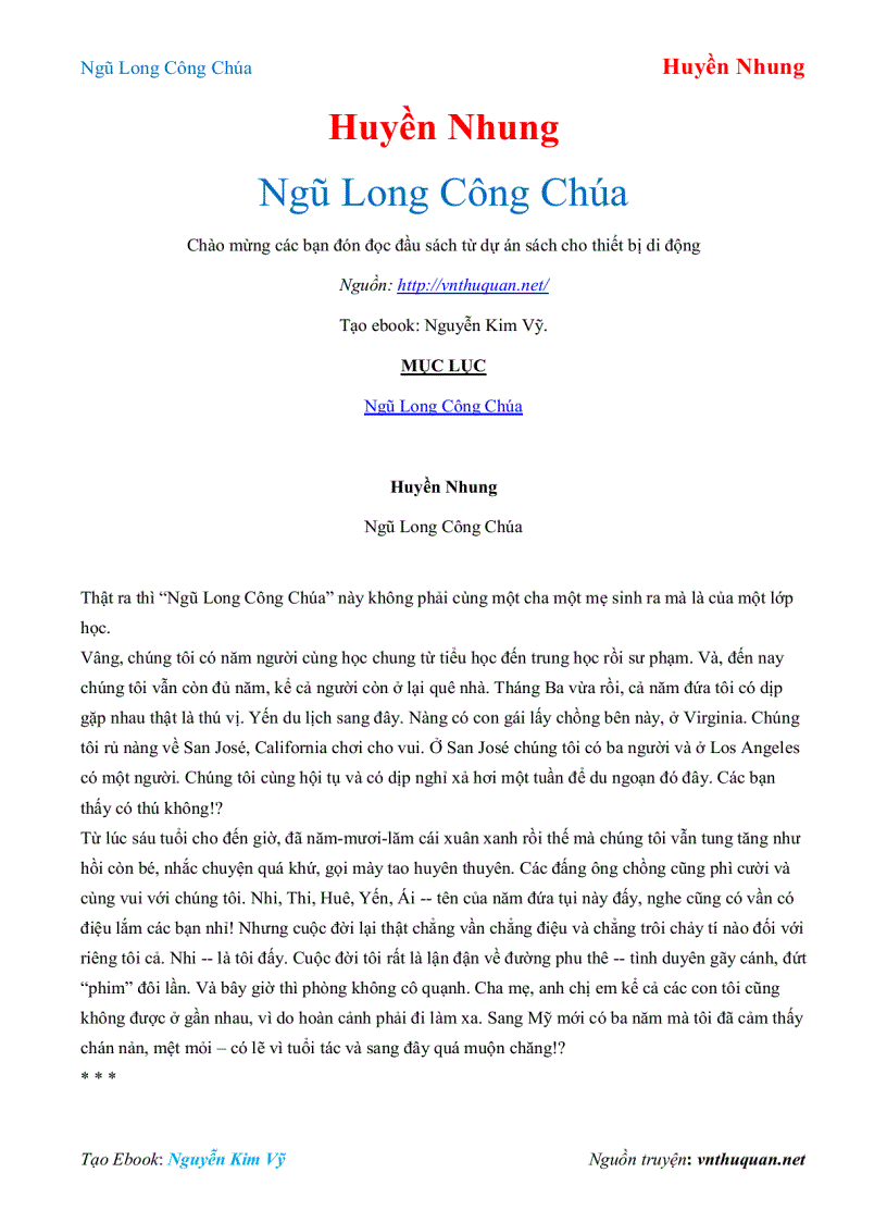 Ebook Ngũ Long Công Chúa Huyền Nhung