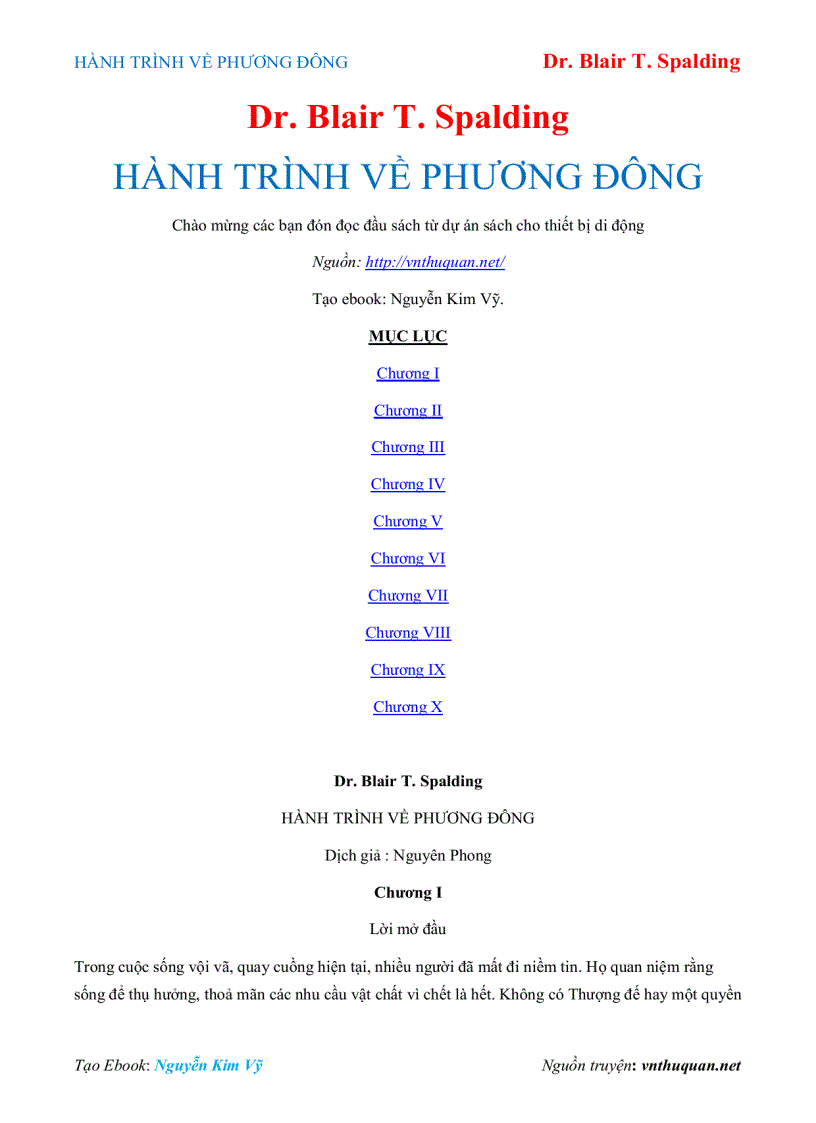 Ebook HÀNH TRÌNH VỀ PHƯƠNG ĐÔNG Dr Blair T Spalding