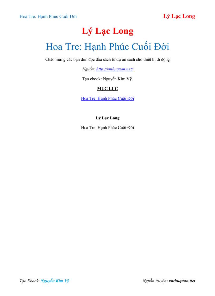 Ebook Hoa Tre Hạnh Phúc Cuối Đời Lý Lạc Long