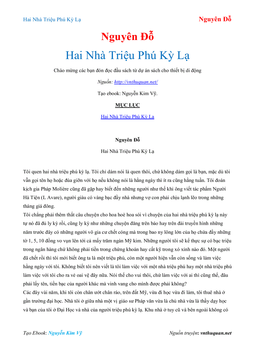 Ebook Hai Nhà Triệu Phú Kỳ Lạ Nguyên Đỗ