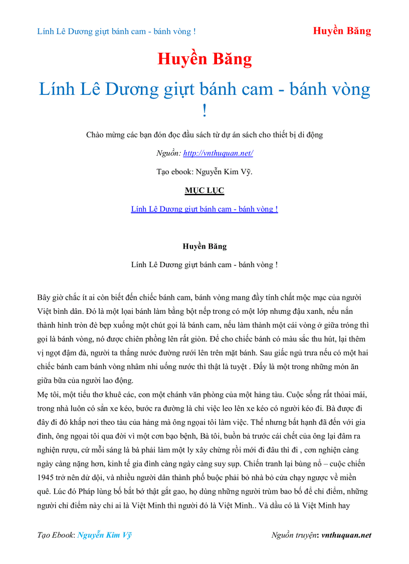 Ebook Lính Lê Dương giựt bánh cam bánh vòng Huyền Băng