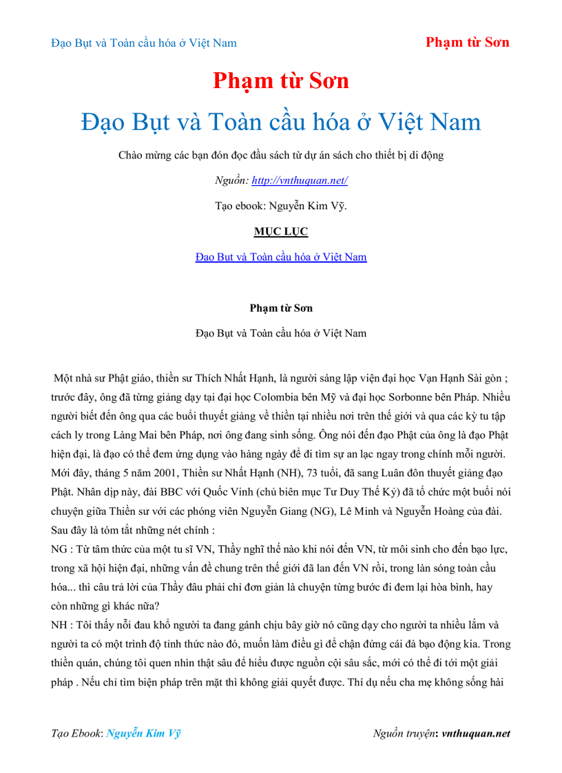 Ebook Đạo Bụt và Toàn cầu hóa ở Việt Nam Phạm từ Sơn