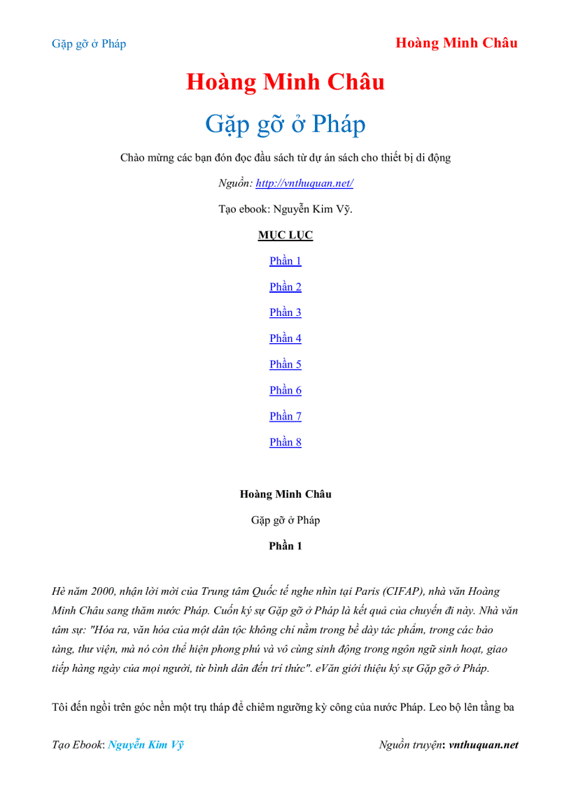 Ebook Gặp gỡ ở Pháp Hoàng Minh Châu