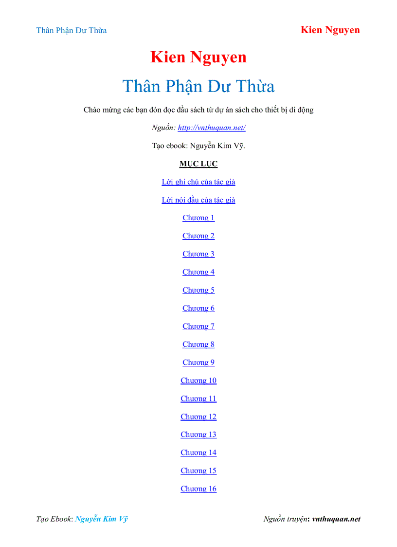 Ebook Thân Phận Dư Thừa