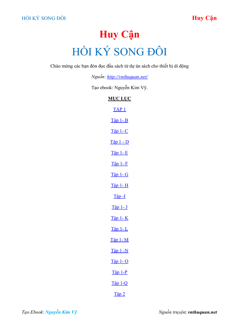 Ebook HỒI KÝ SONG ĐÔI Huy Cận