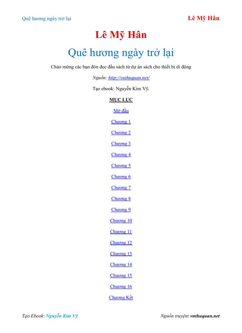 Ebook Quê hương ngày trở lại Lê Mỹ Hân