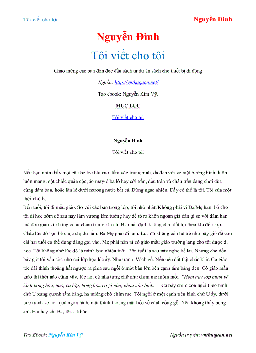 Ebook Tôi viết cho tôi Nguyễn Đình