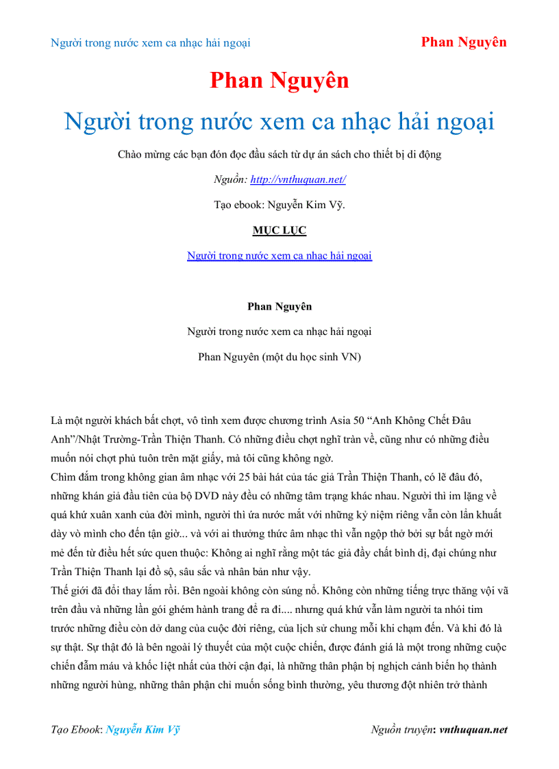 Ebook Người trong nước xem ca nhạc hải ngoại Phan Nguyên