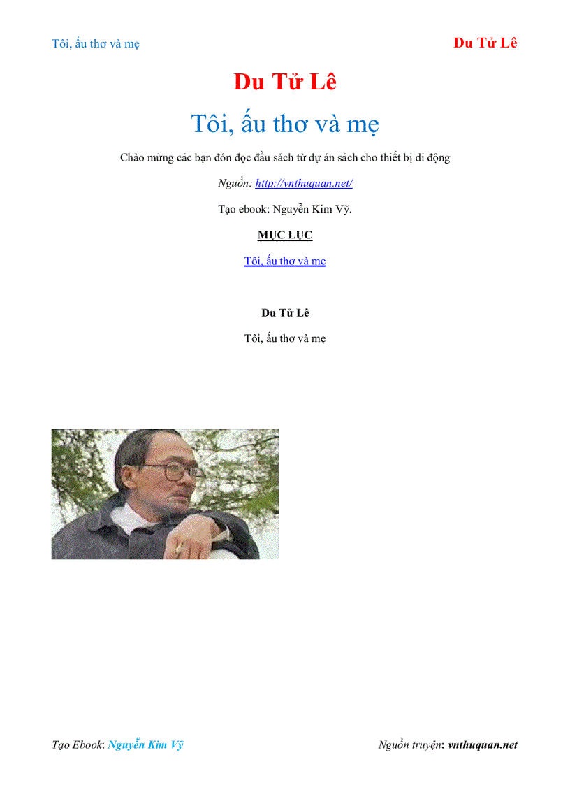 Ebook Tôi ấu thơ và mẹ Du Tử Lê