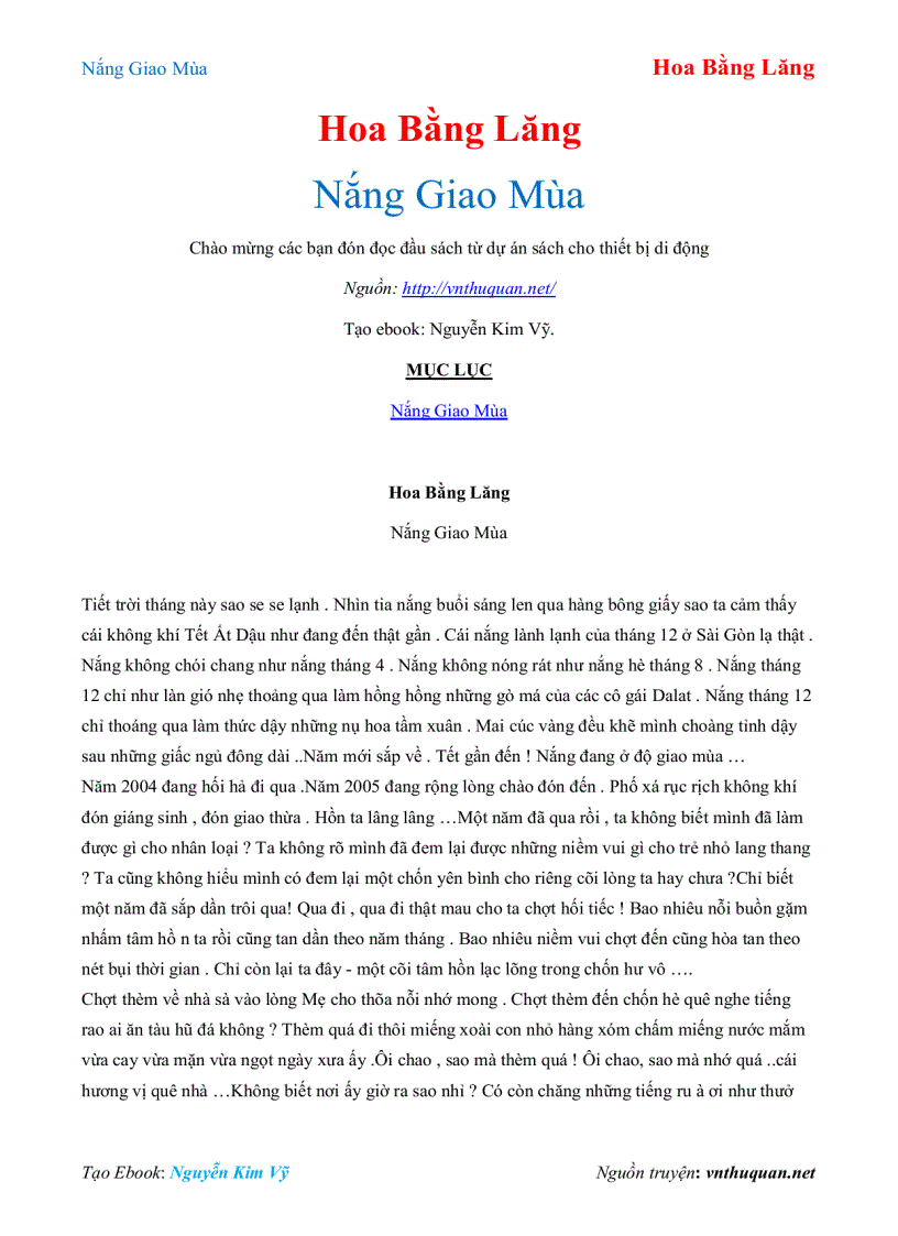 Ebook Nắng Giao Mùa Hoa Bằng Lăng