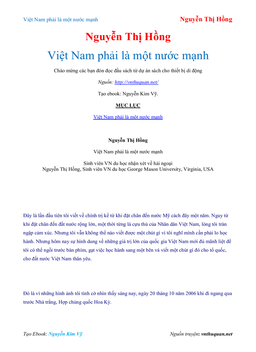 Ebook Việt Nam phải là một nước mạnh Nguyễn Thị Hồng