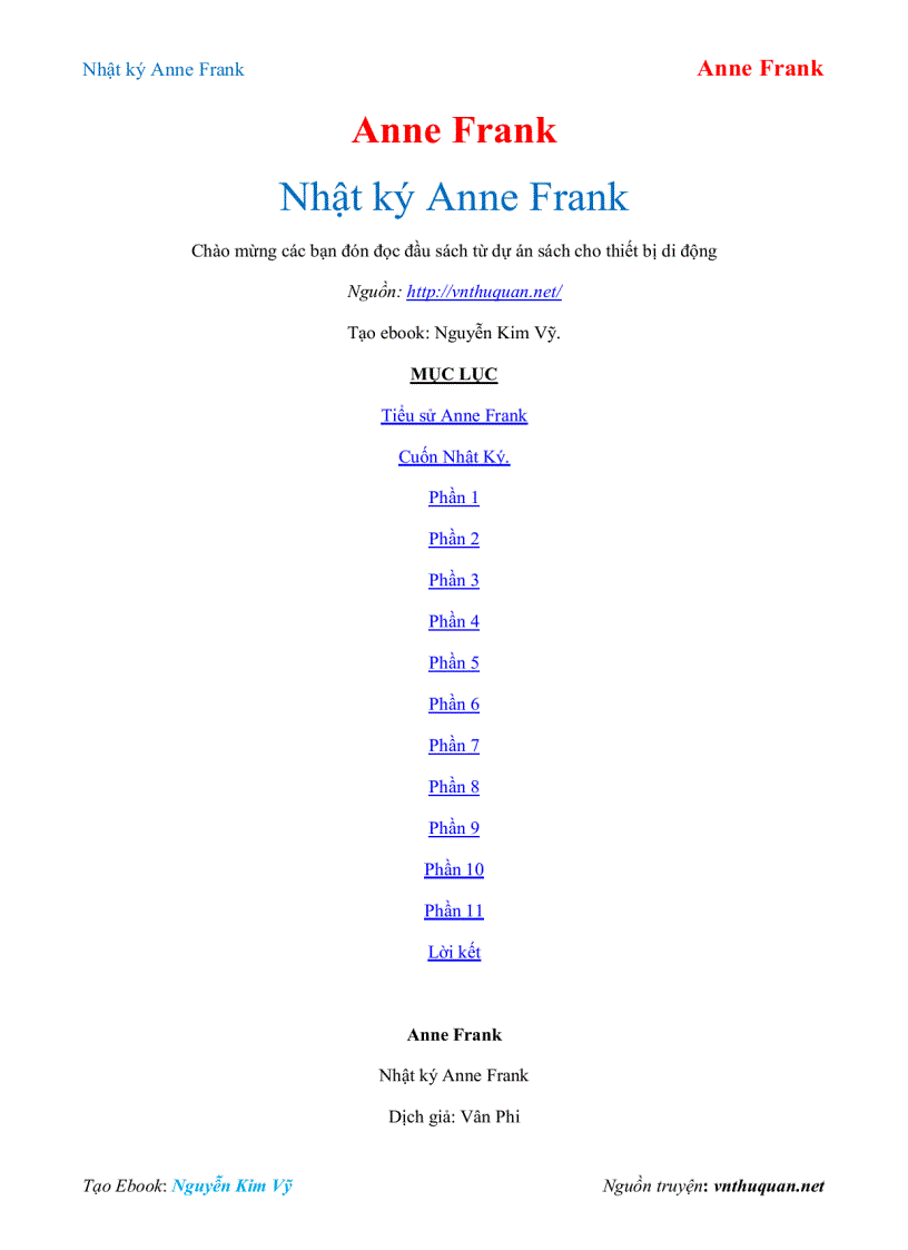 Ebook Nhật ký Anne Frank Anne Frank