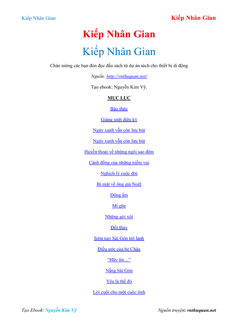 Ebook Kiếp Nhân Gian Kiếp Nhân Gian