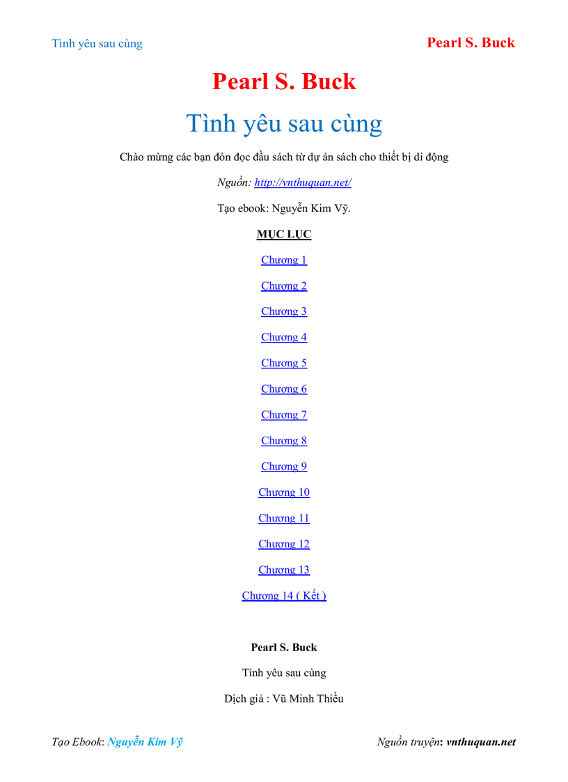 Ebook Tình yêu sau cùng Pearl S Buck