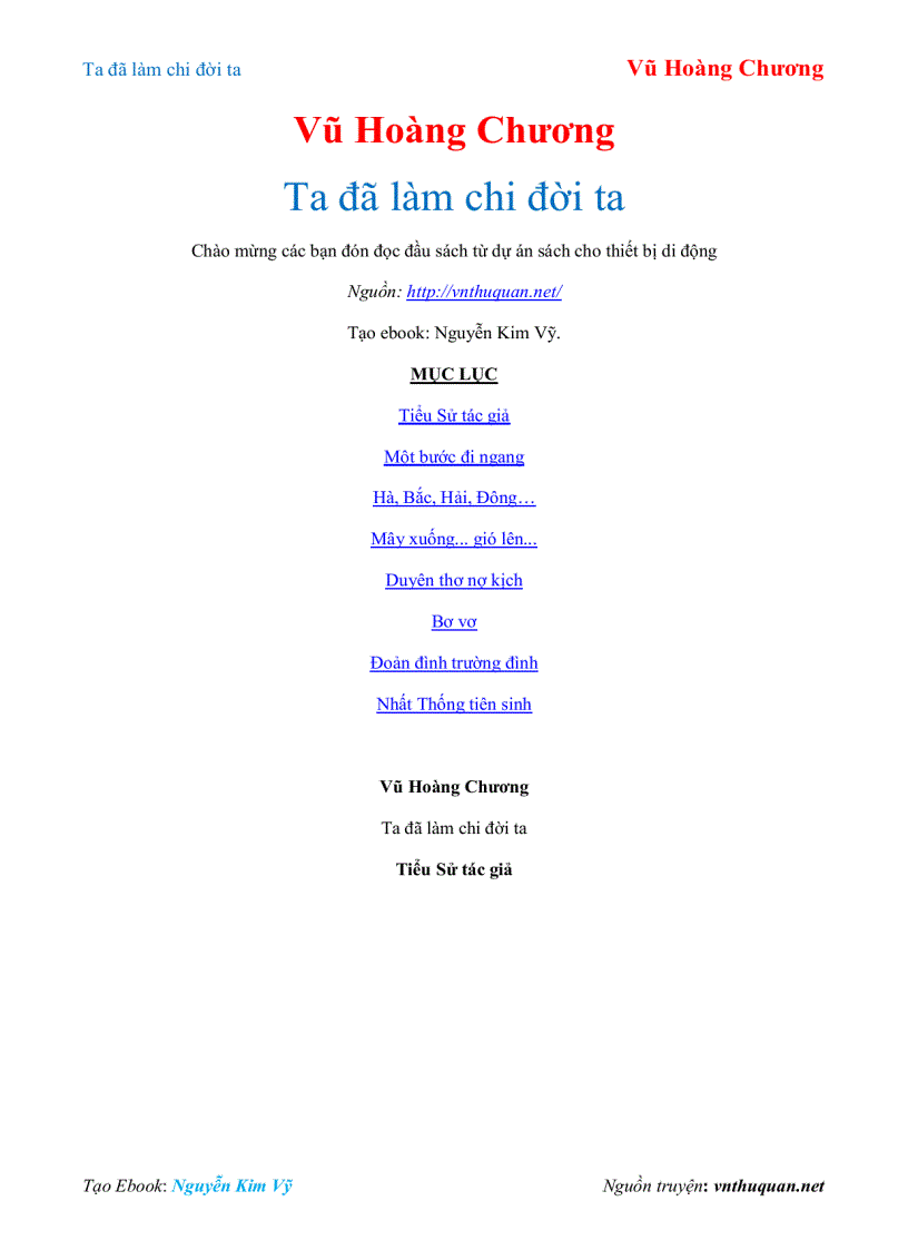 Ebook Ta đã làm chi đời ta Vũ Hoàng Chương