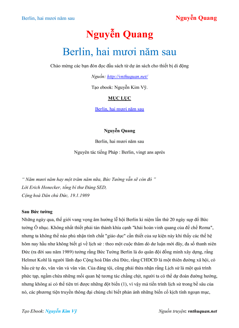 Ebook Berlin hai mươi năm sau Nguyễn Quang