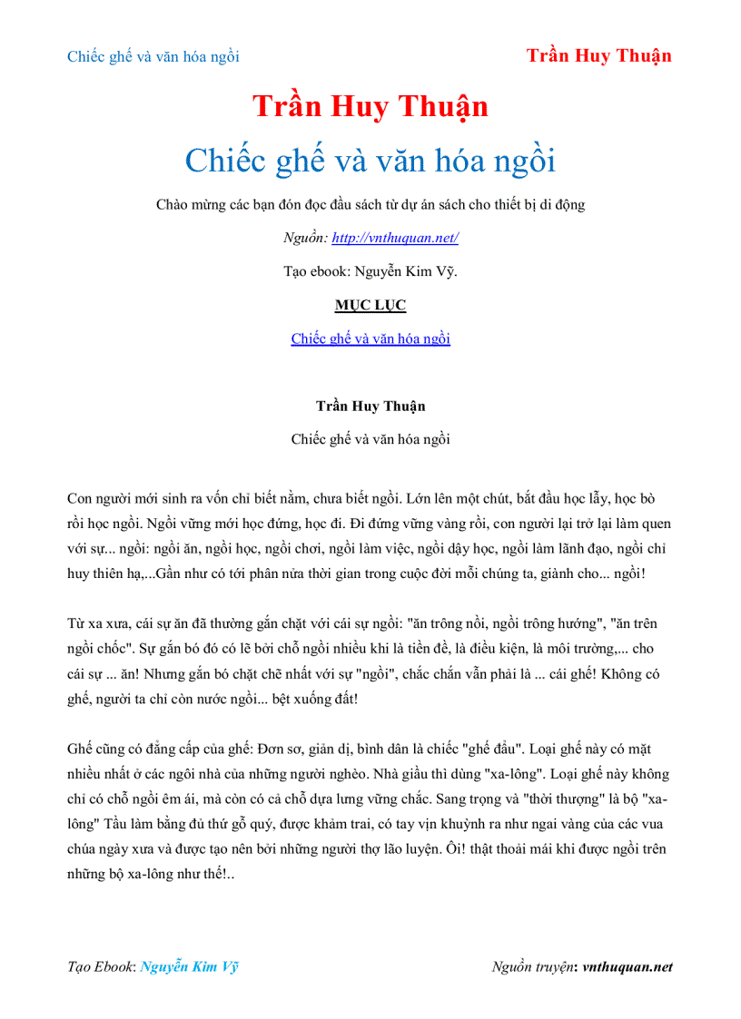 Ebook Chiếc ghế và văn hóa ngồi Trần Huy Thuận