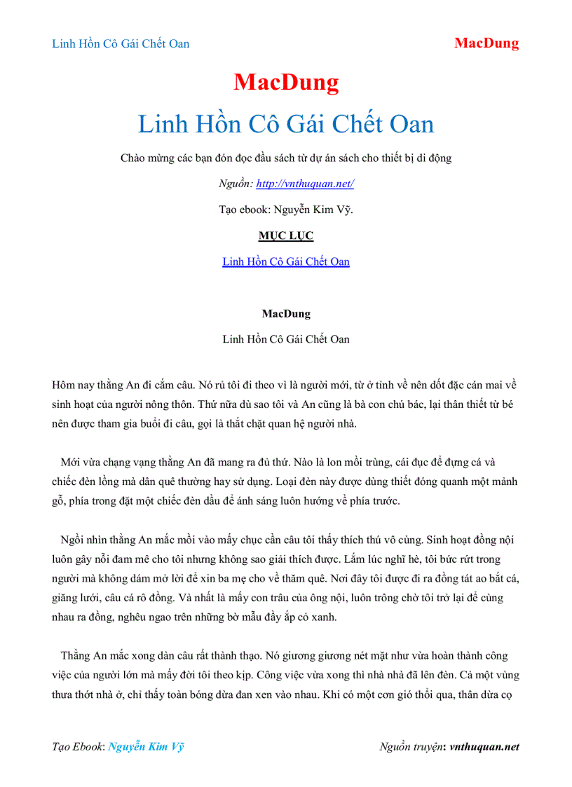 Ebook Linh Hồn Cô Gái Chết Oan MacDung