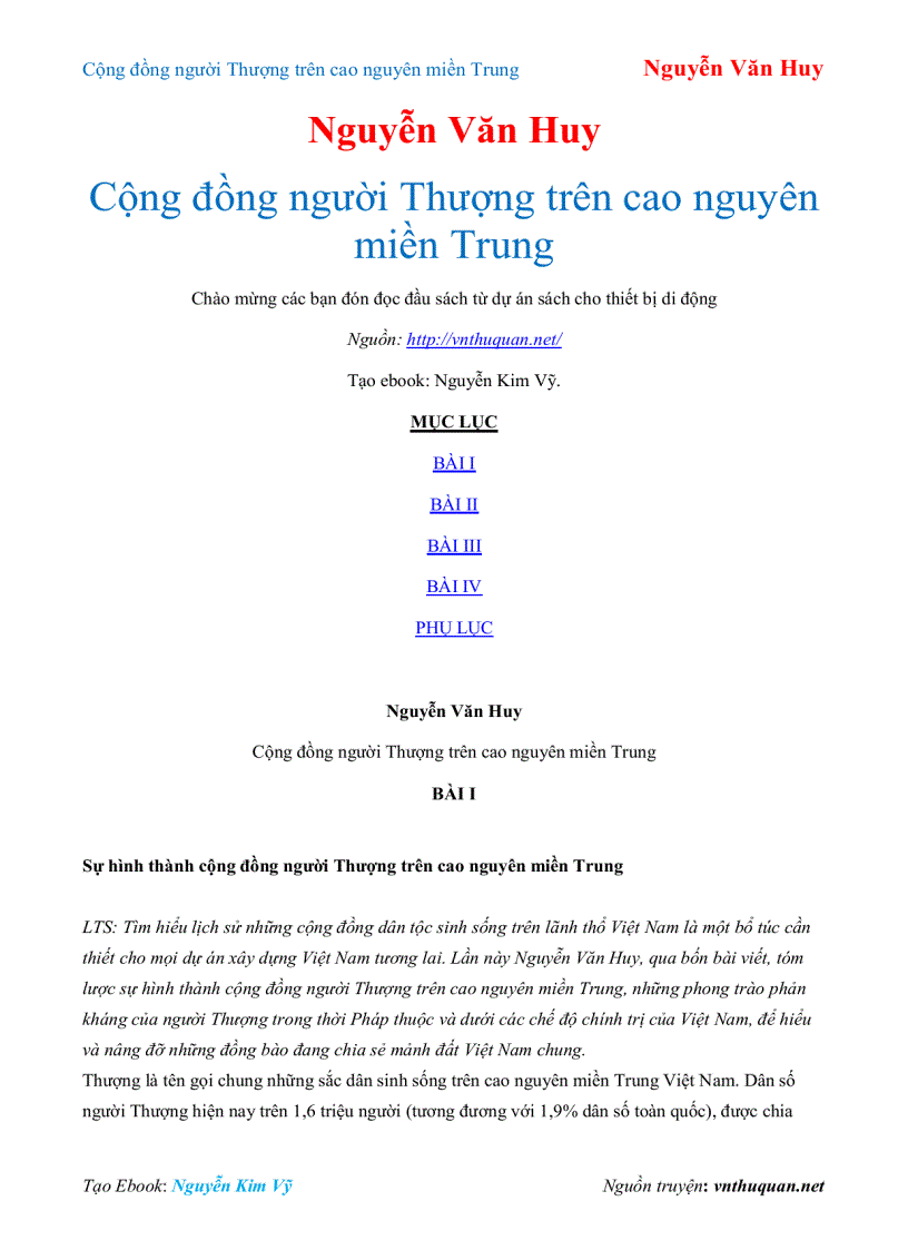 Ebook Cộng đồng người Thượng trên cao nguyên miền Trung Nguyễn Văn Huy