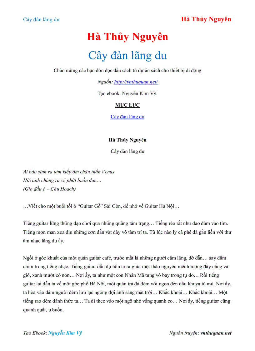 Ebook Cây đàn lãng du Hà Thủy Nguyên