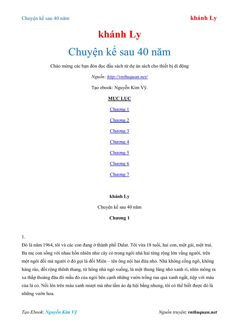 Ebook Chuyện kể sau 40 năm khánh Ly