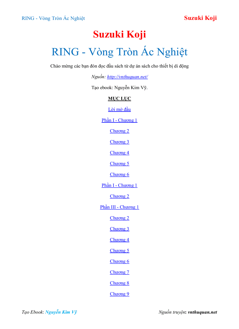 Ebook RING Vòng Tròn Ác Nghiệt Suzuki Koji