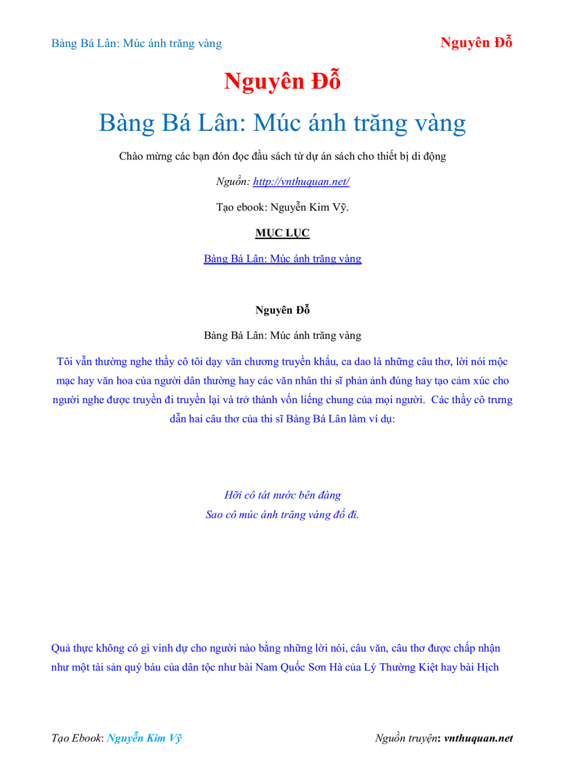 Ebook Bàng Bá Lân Múc ánh trăng vàng Nguyên Đỗ