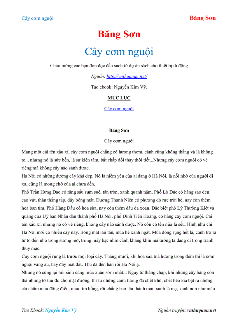 Ebook Cây cơm nguội Băng Sơn