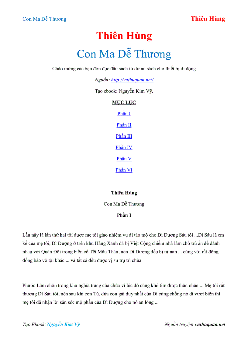 Ebook Con Ma Dễ Thương Thiên Hùng