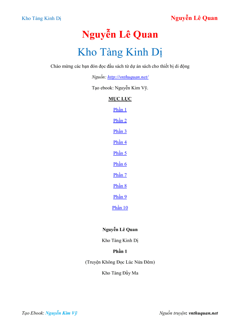 Ebook Kho Tàng Kinh Dị Nguyễn Lê Quan