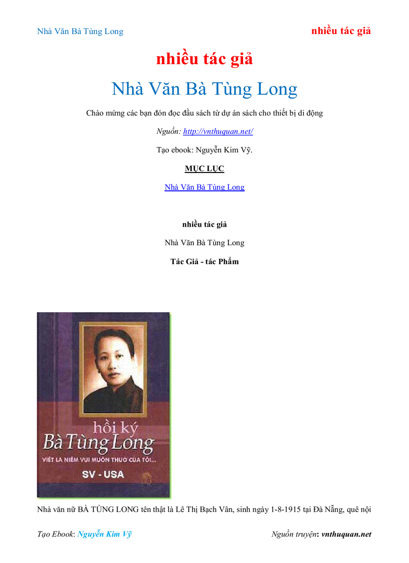 Ebook Nhà Văn Bà Tùng Long nhiều tác giả