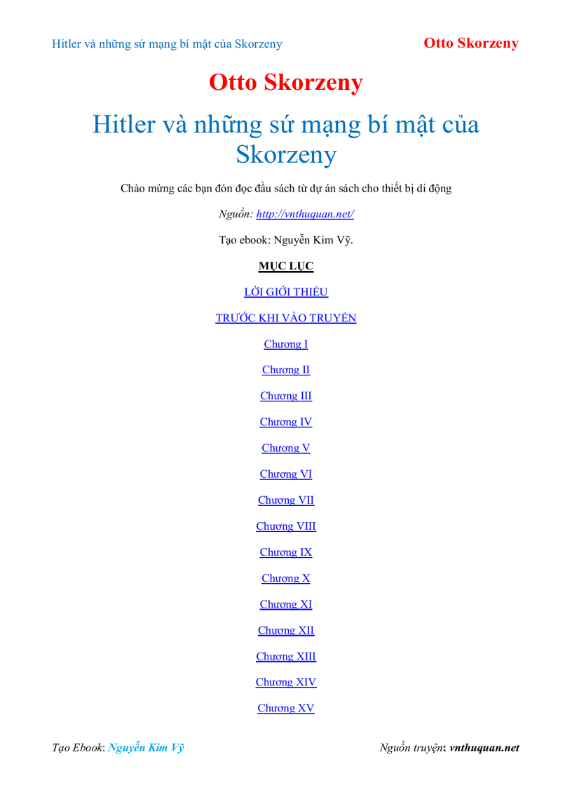Ebook Hitler và những sứ mạng bí mật của Skorzeny Otto Skorzeny