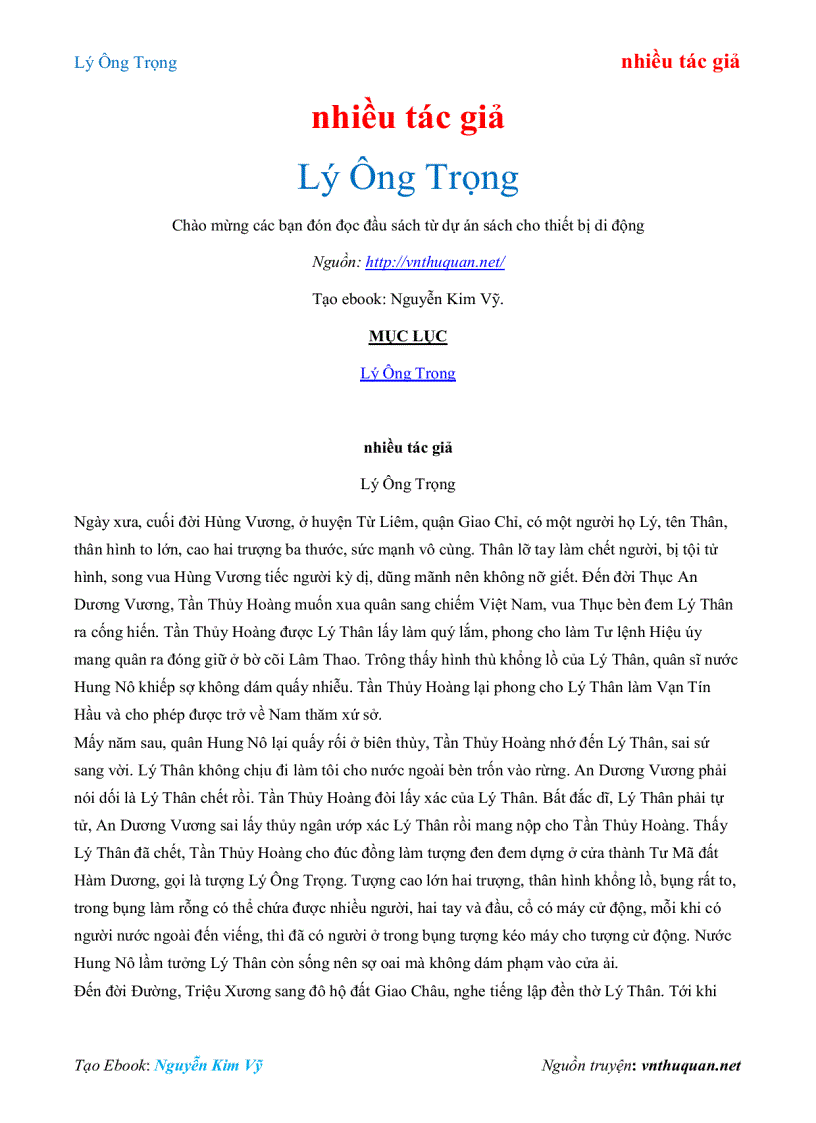 Ebook Lý Ông Trọng nhiều tác giả