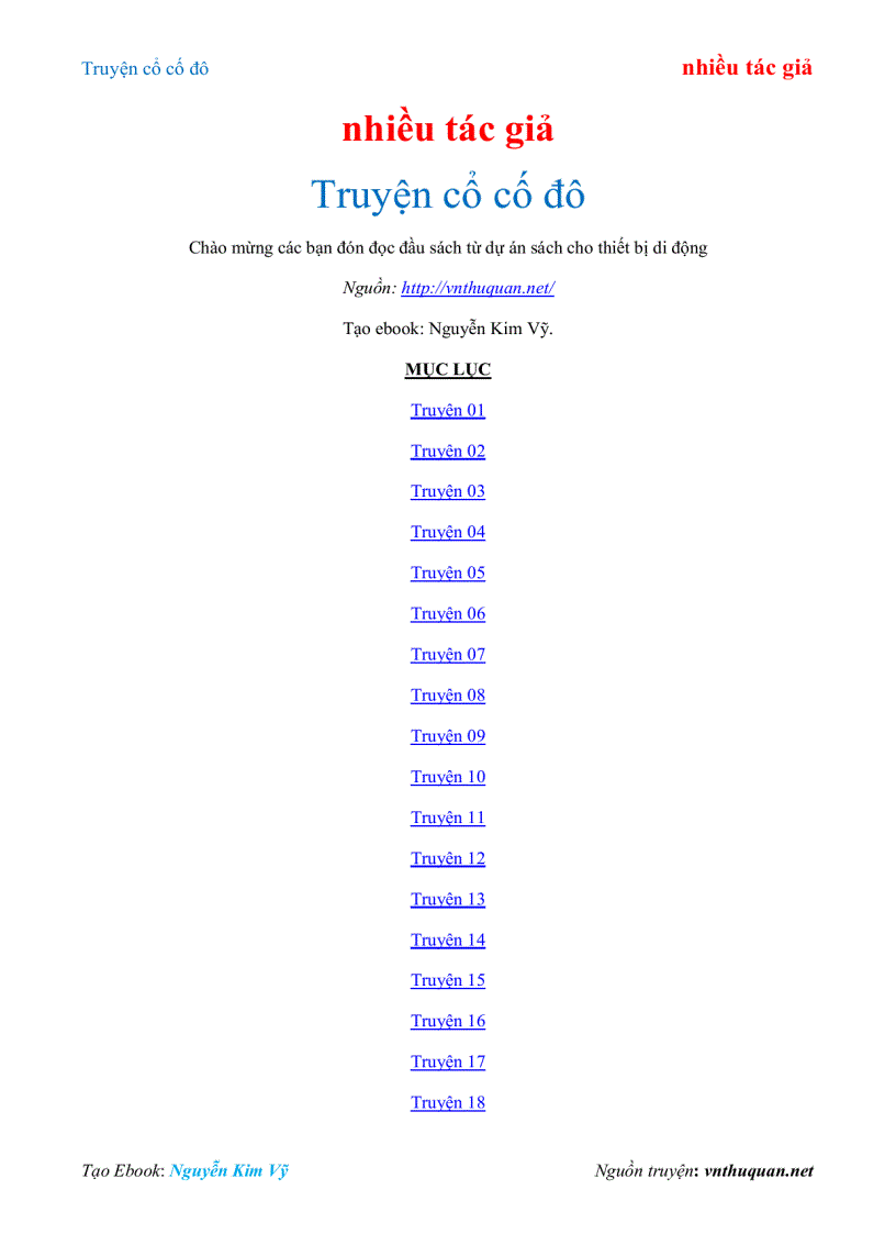 Ebook Truyện cổ cố đô nhiều tác giả