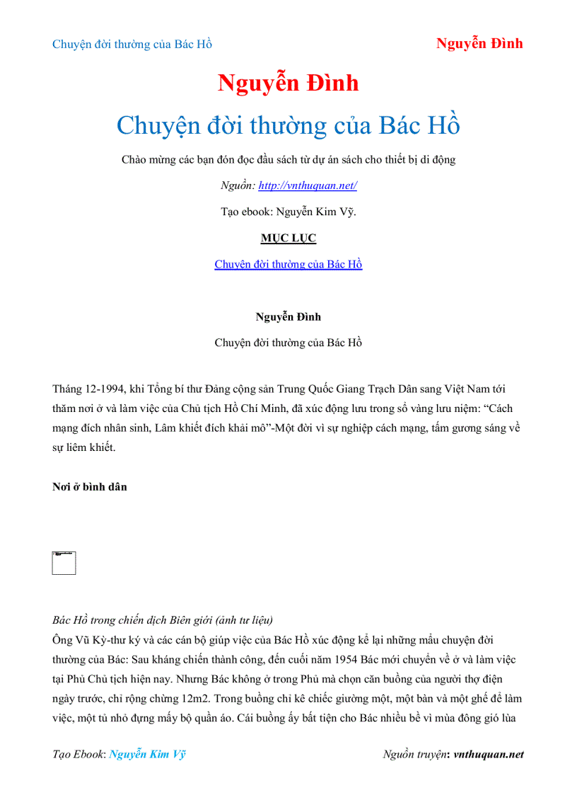 Ebook Chuyện đời thường của Bác Hồ Nguyễn Đình