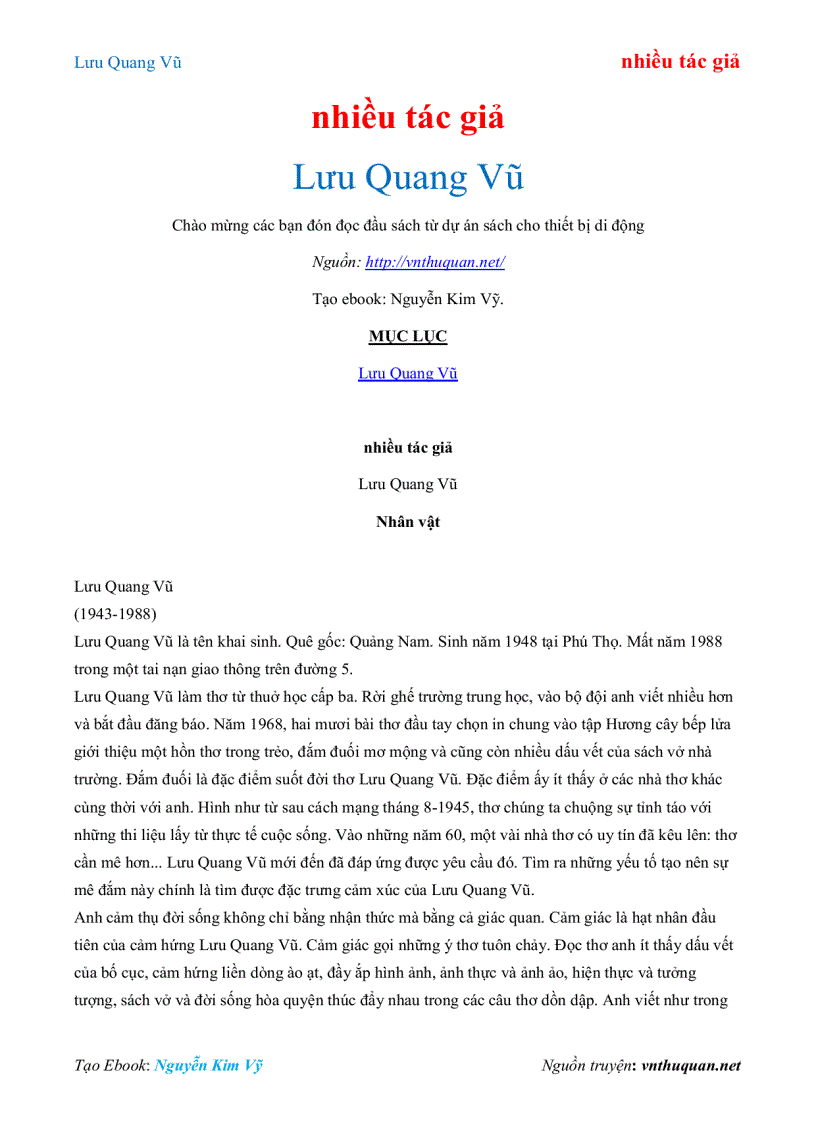 Ebook Lưu Quang Vũ nhiều tác giả