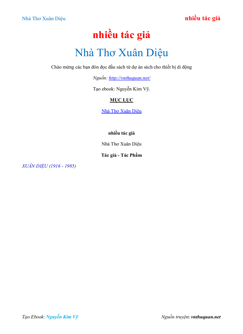 Ebook Nhà Thơ Xuân Diệu nhiều tác giả