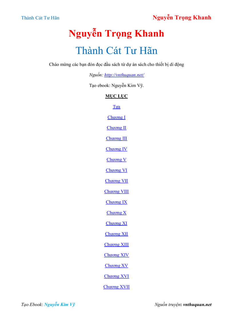 Ebook Thành Cát Tư Hãn Nguyễn Trọng Khanh