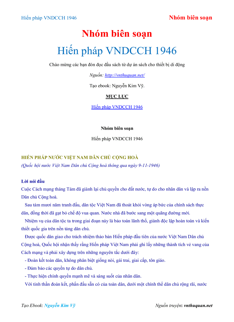 Ebook Hiến pháp Việt NamDCCH 1946 Nhóm biên soạn