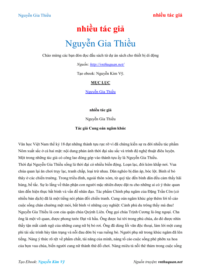 Ebook Nguyễn Gia Thiều nhiều tác giả