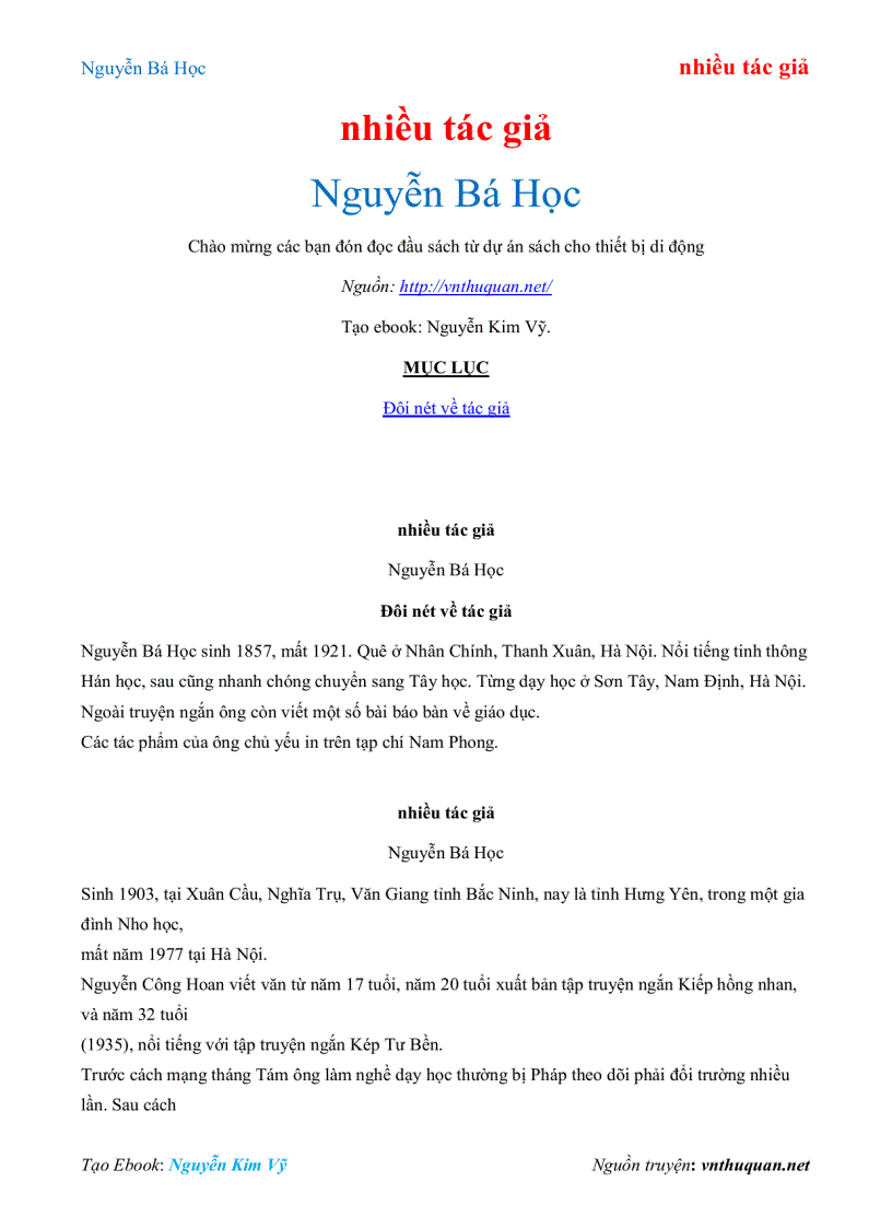 Ebook Nguyễn Bá Học nhiều tác giả