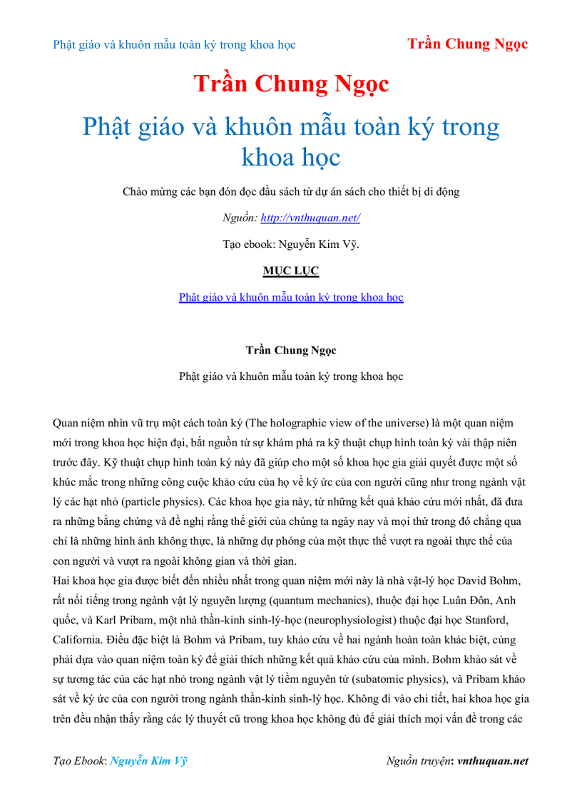 Ebook Phật giáo và khuôn mẫu toàn ký trong khoa học Trần Chung Ngọc