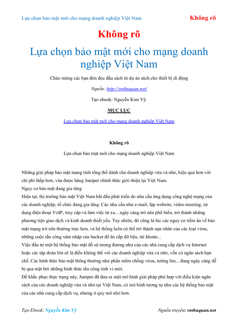 Ebook Lựa chọn bảo mật mới cho mạng doanh nghiệp Việt Nam