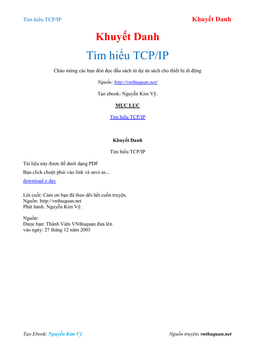 Ebook Tìm hiểu TCP IP