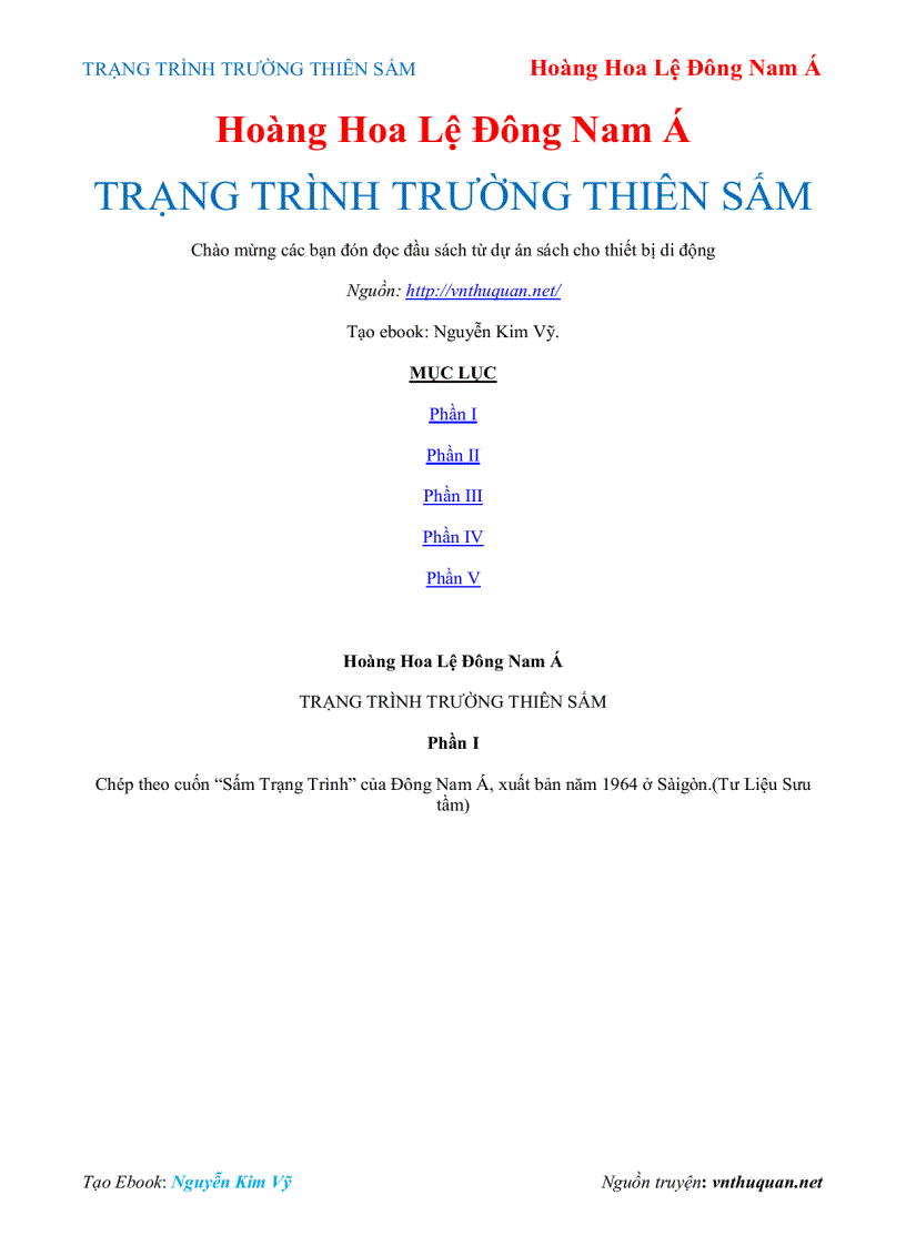 Ebook TRẠNG TRÌNH TRƯỜNG THIÊN SẤM Hoàng Hoa Lệ Đông Nam Á