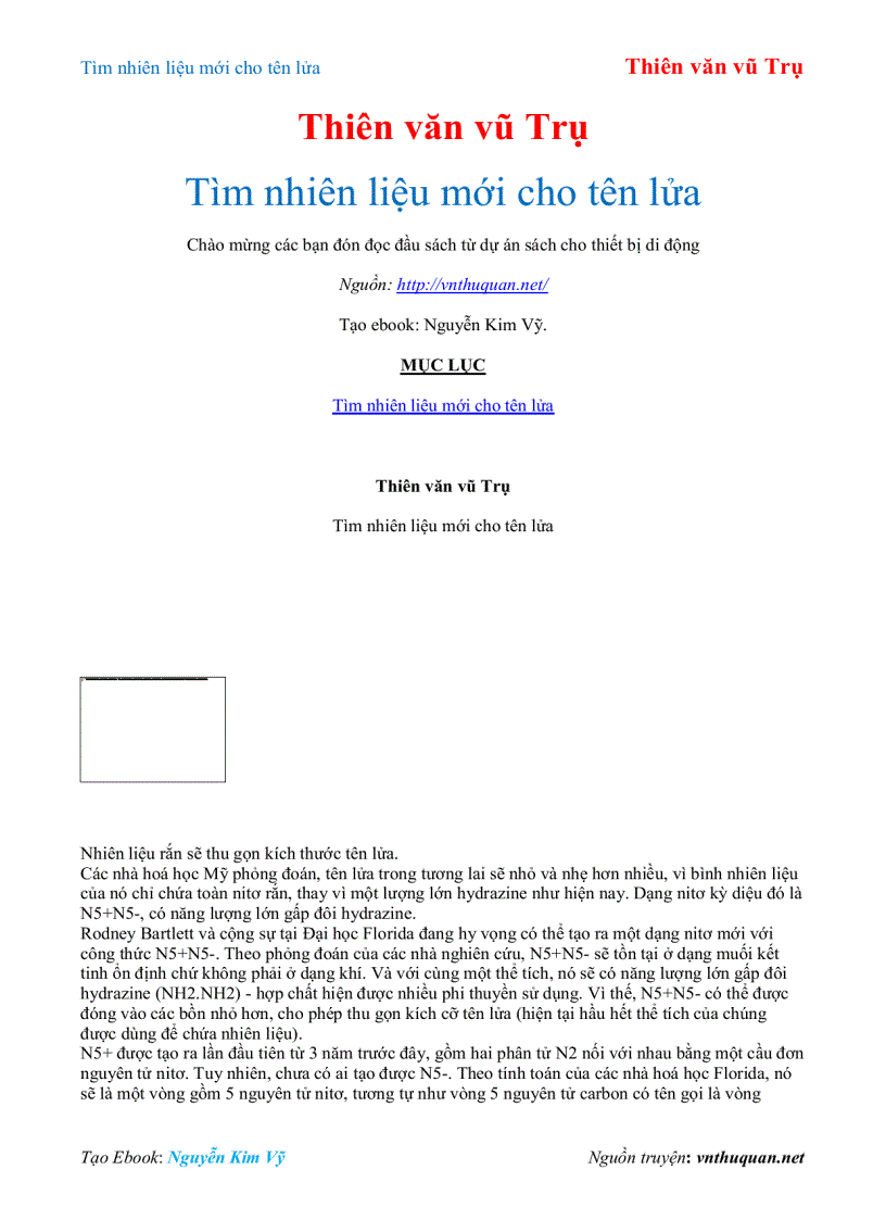 Ebook Tìm nhiên liệu mới cho tên lửa Thiên văn vũ Trụ